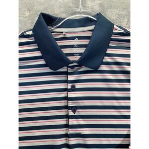 Adidas Golf Polo Shirt Striped Athletic Training Casual XL